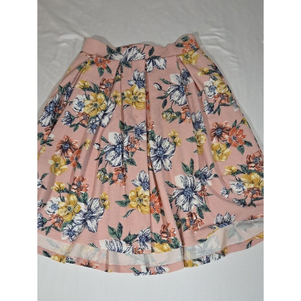 Haute Monde Pink Floral Pleated Skirt Size Large Womens